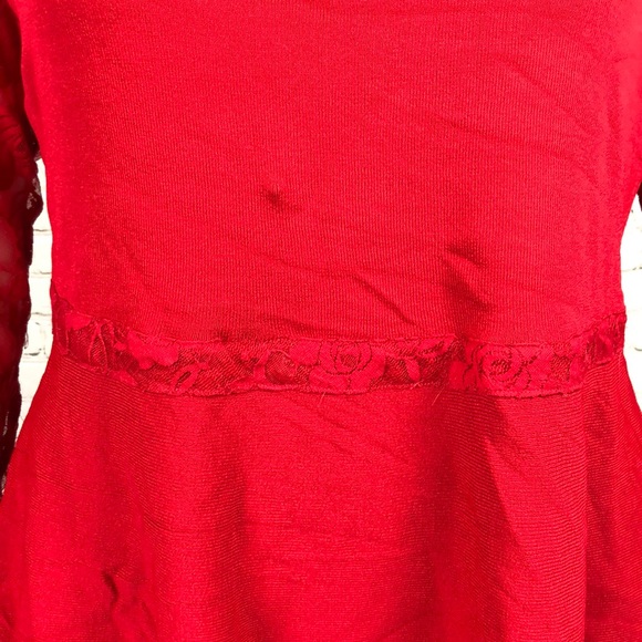 INC Red Lace Trim Peplum Sweater Plus Size 1X - Picture 7 of 7